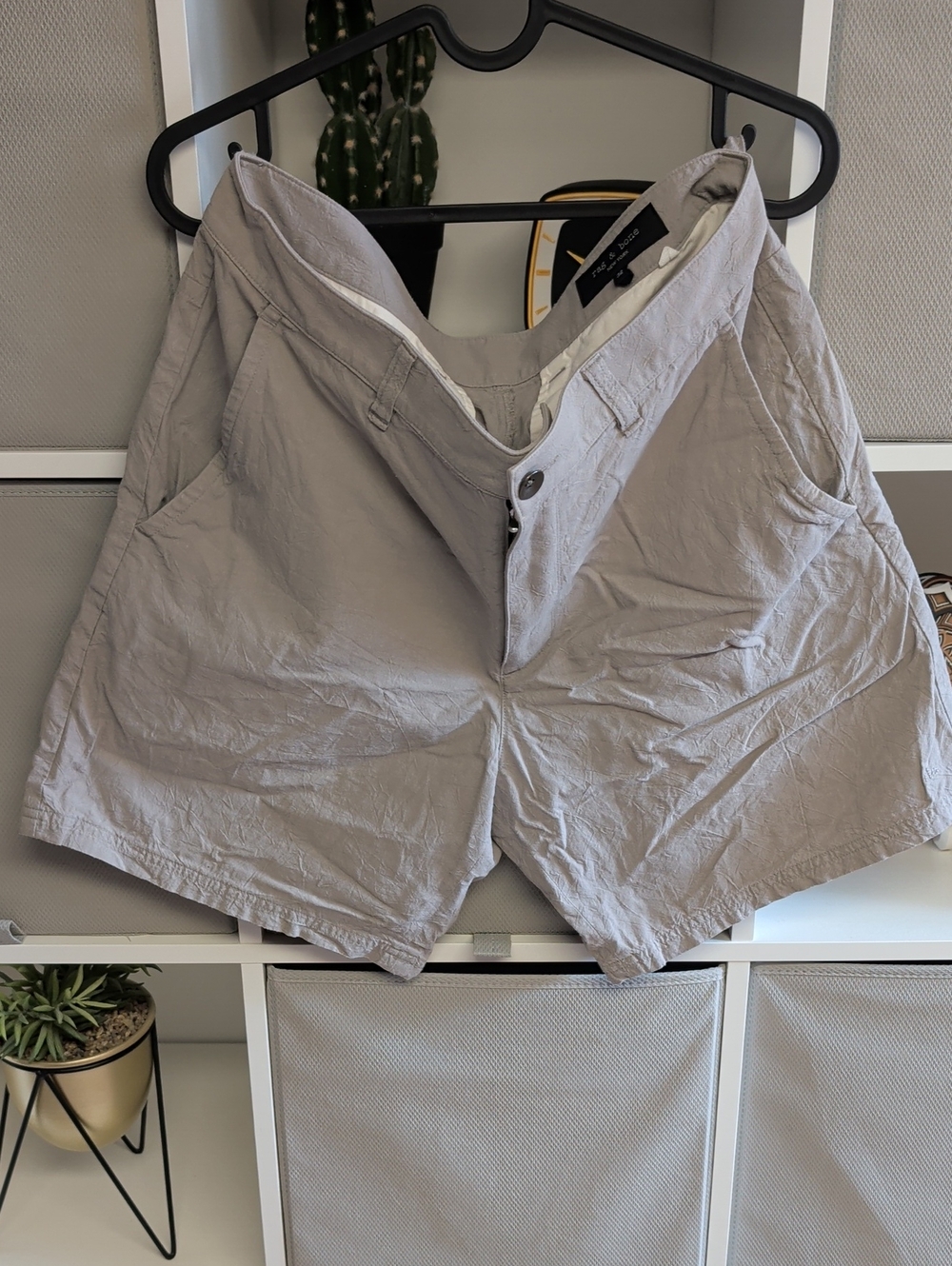rag & bone Light Gray Flat Front Cotton Shorts
